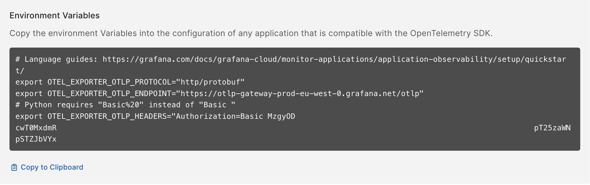 Grafana Cloud OTLP Secrets